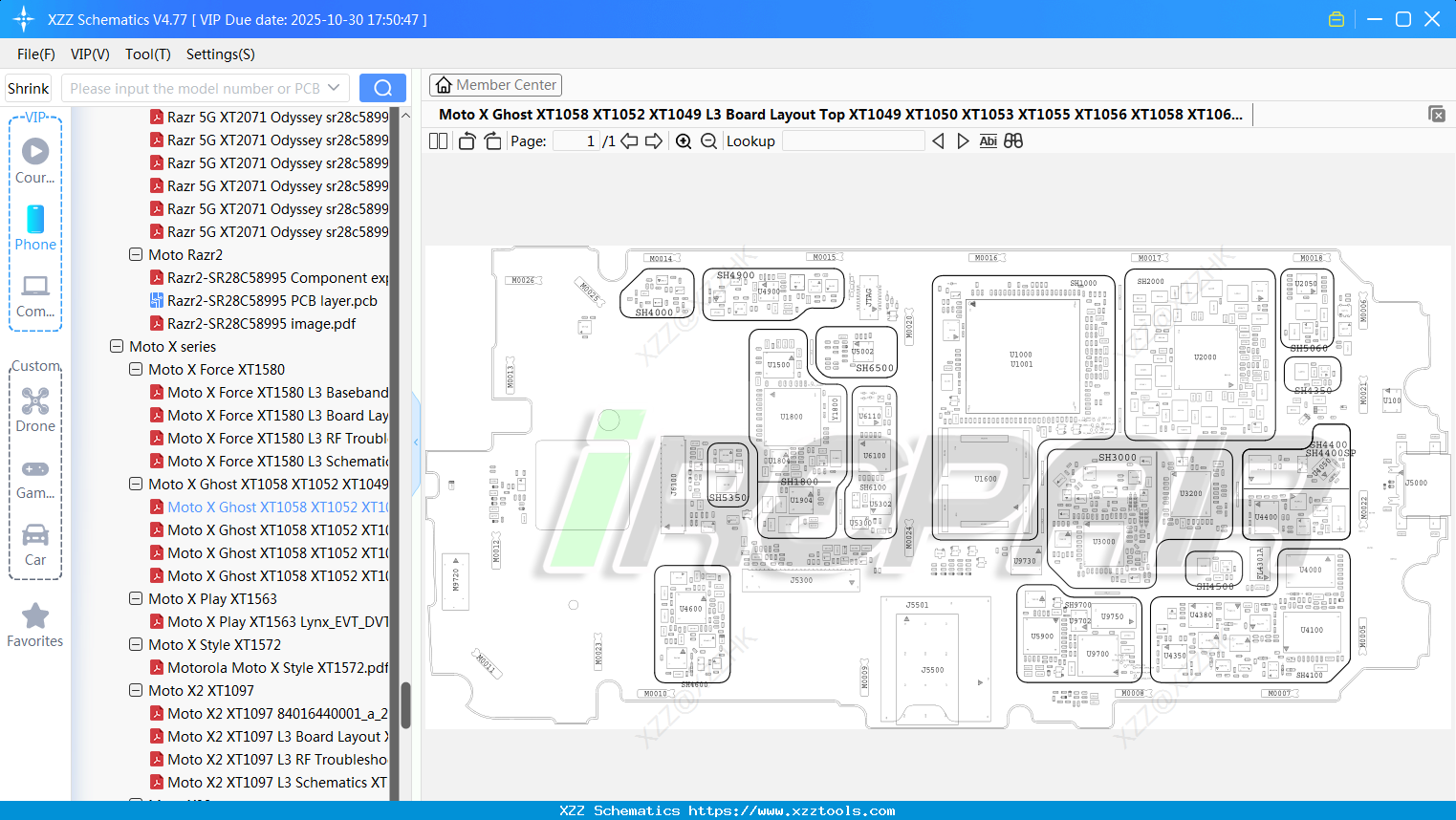 Motorola Moto X Ghost XT1058 XT1052 XT1049 L3 Board Layout Top XT1049 XT1050 XT1053 XT1055 XT1056 XT1058 XT1060 V1.0